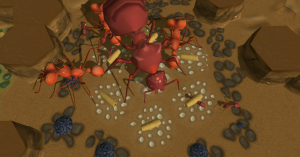 Soldier AI in action: these three leaf cutter ants are heading somewhere with a purpose!
